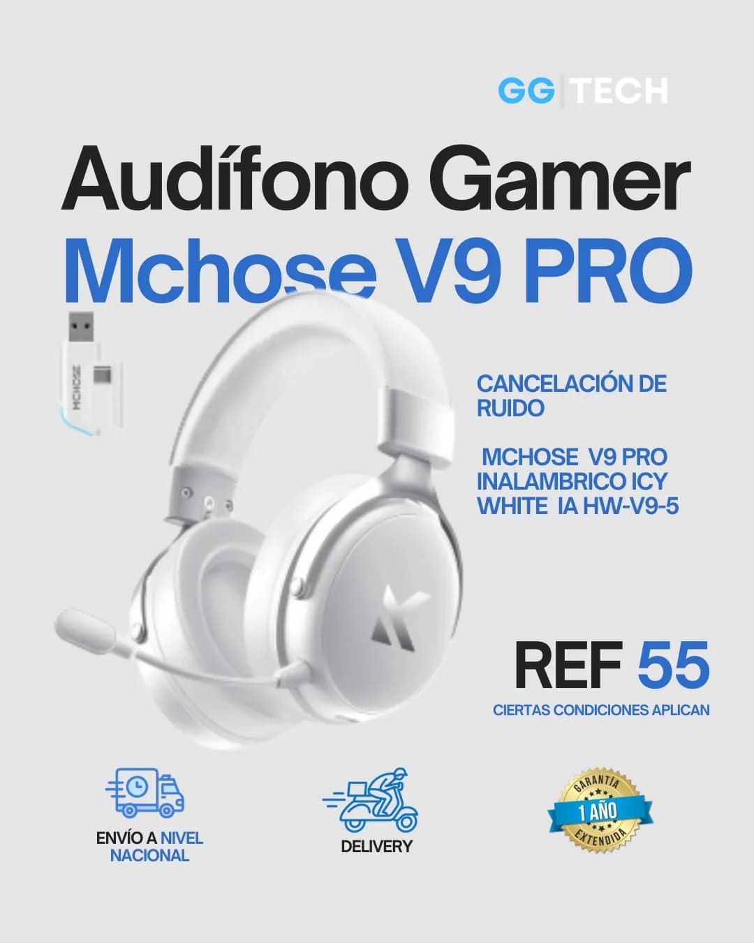 Audífono gamer Mchose V9 Pro