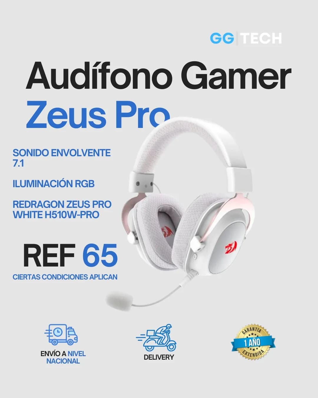 Audífono gamer Zeus Pro H510W-PRO
