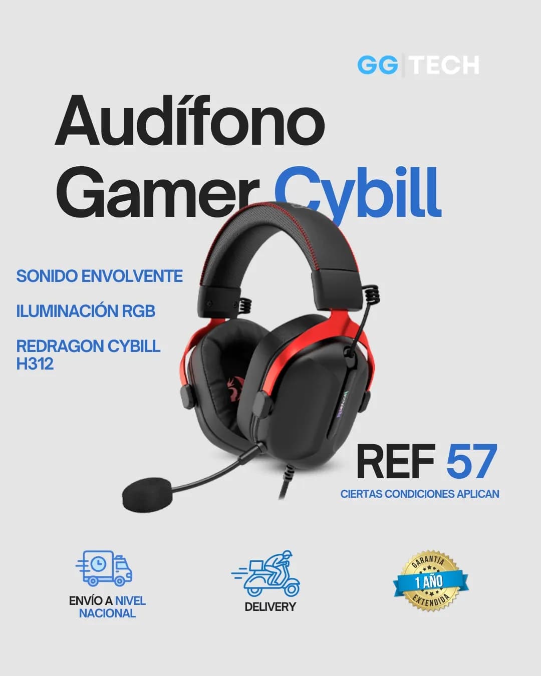 Audífono gamer Cybill H312