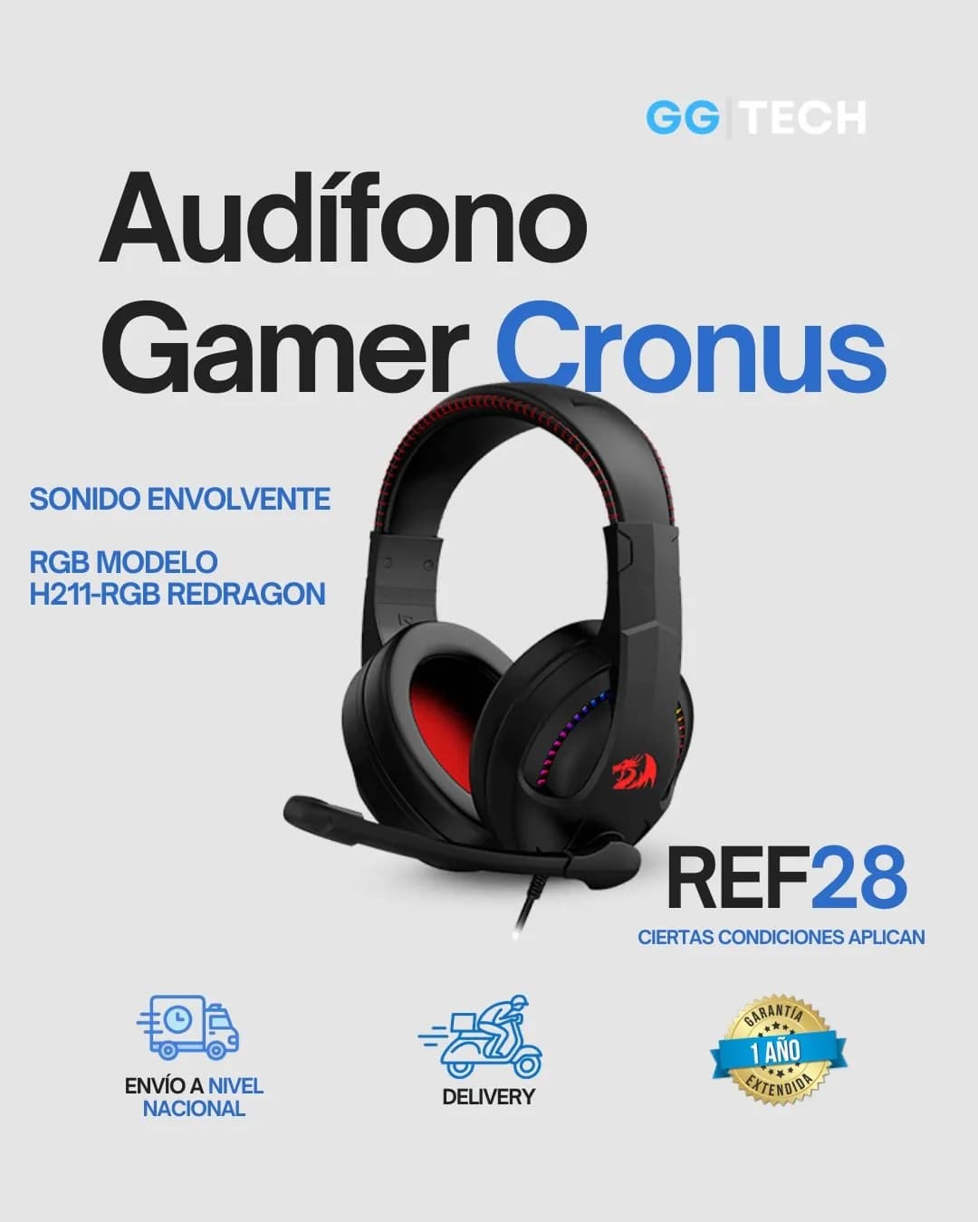 Audífono gamer Cronus H211 RGB