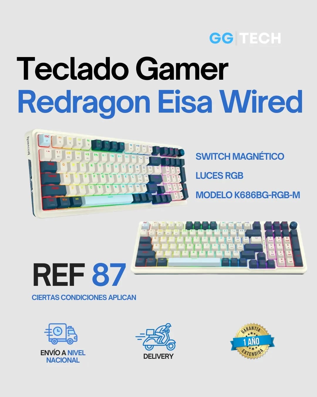 Teclado gamer Eisa Wired K686BG