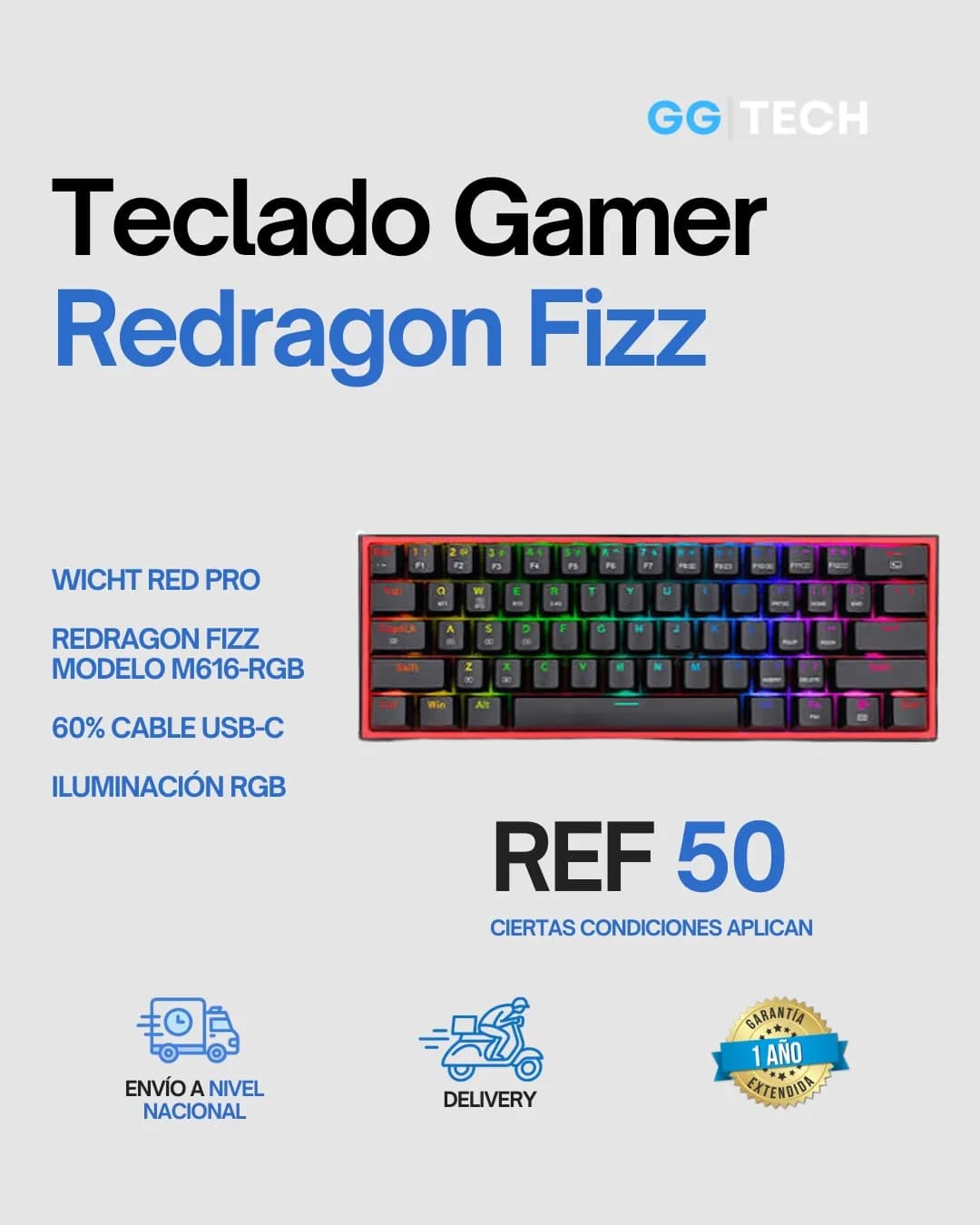 Teclado gamer Fizz M616 RGB
