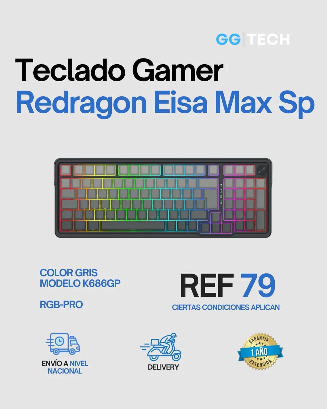 Teclado gamer Eisa Max SP K686GP