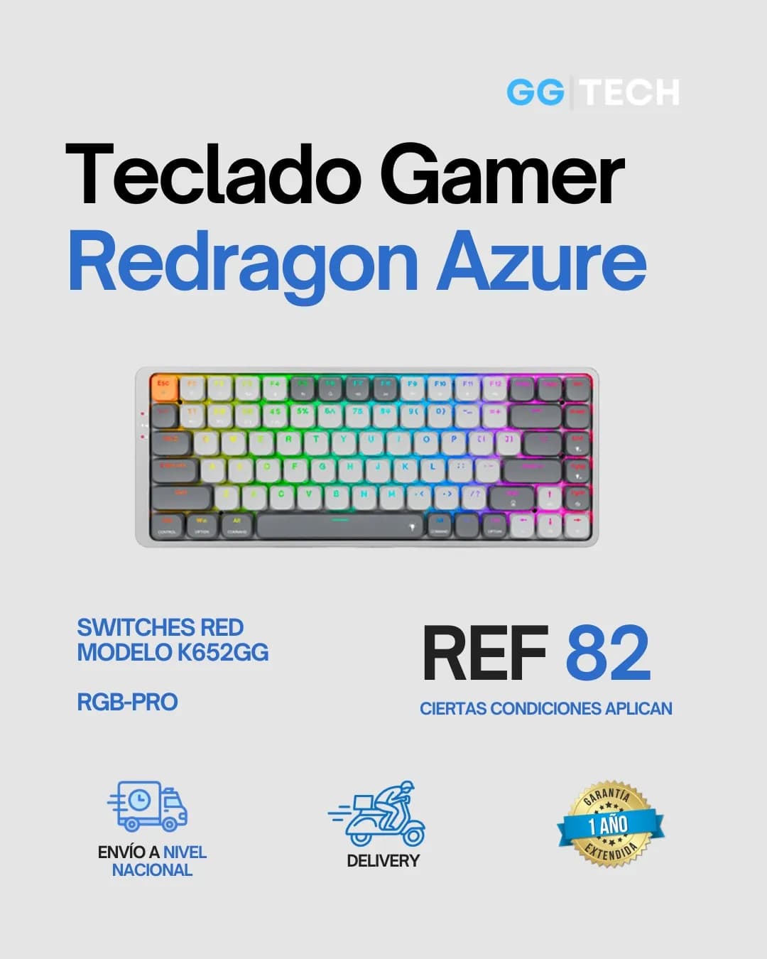 Teclado gamer Azure K652GG