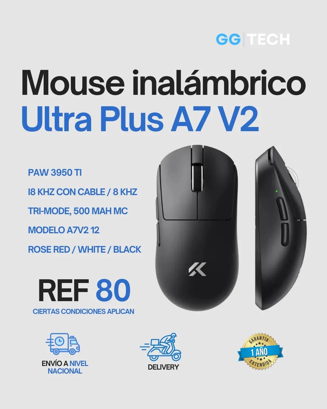 Mouse inalámbrico Ultra Plus A7 V2