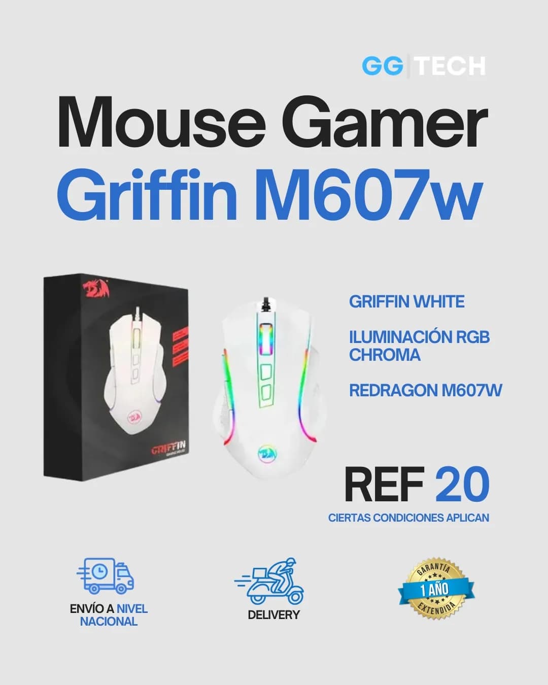 Mouse gamer Griffin M607w