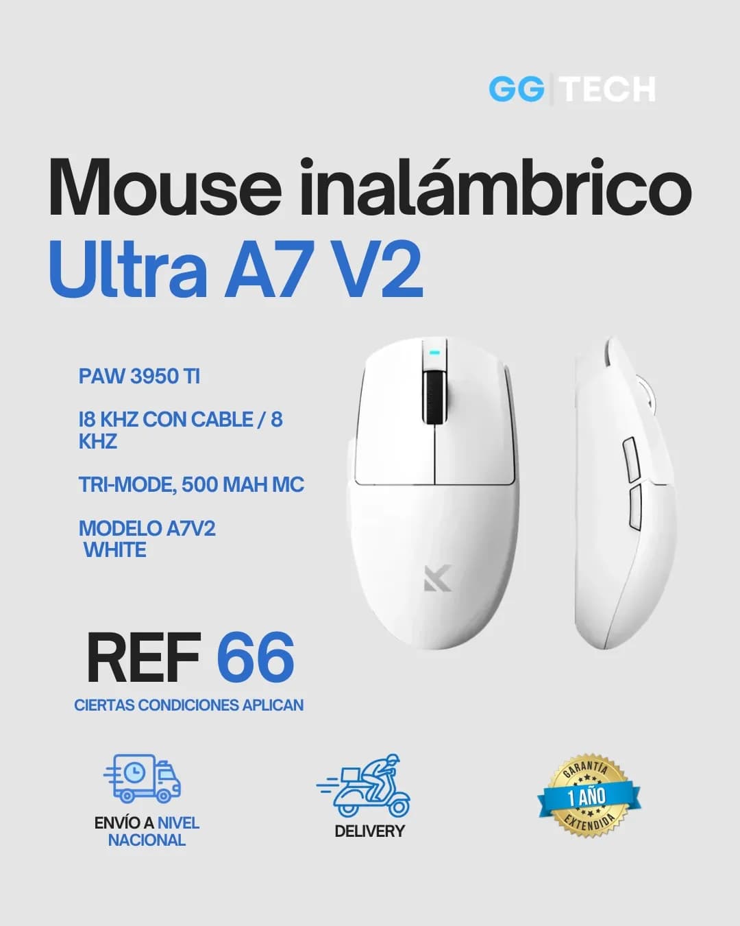 Mouse inalámbrico Ultra A7 V2