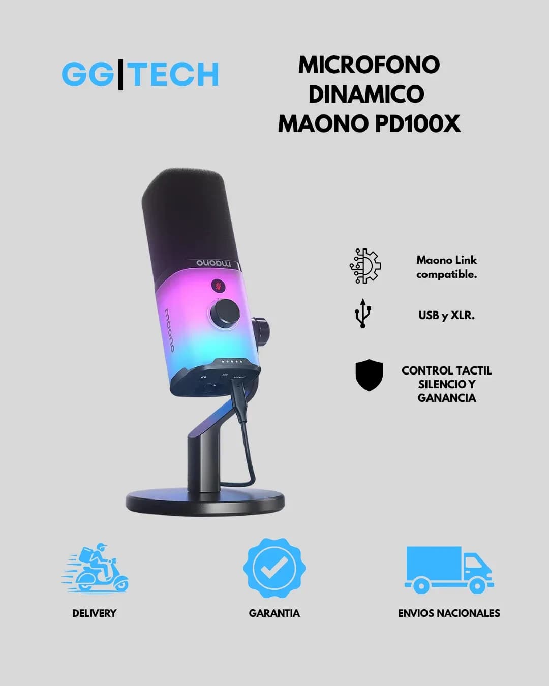 Micrófono dinámico PD100X RGB