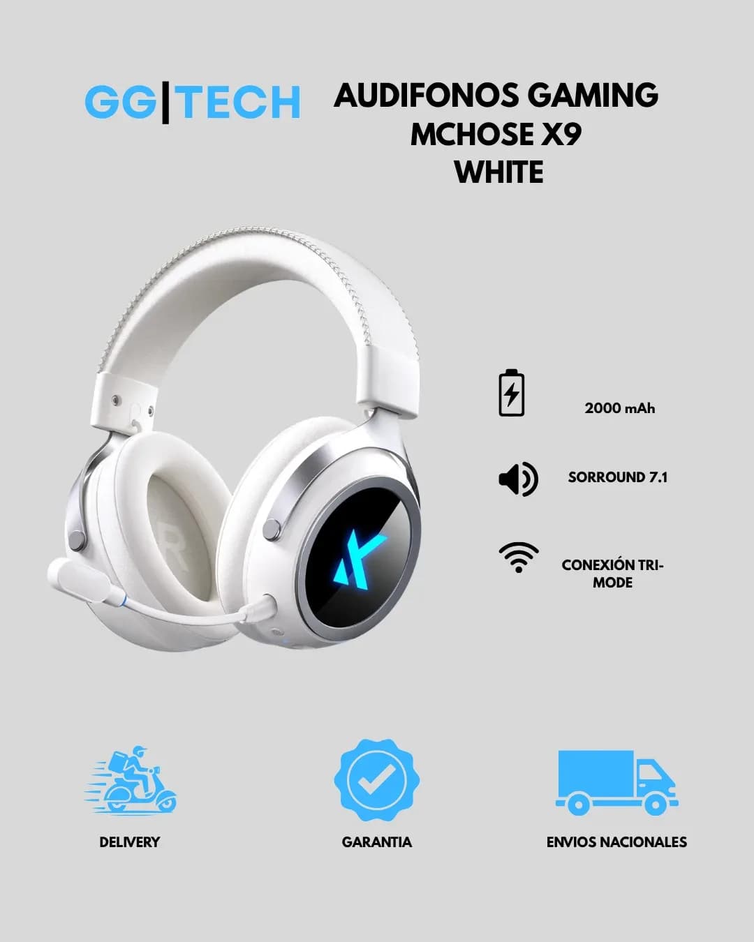 Audífono gaming X9 White