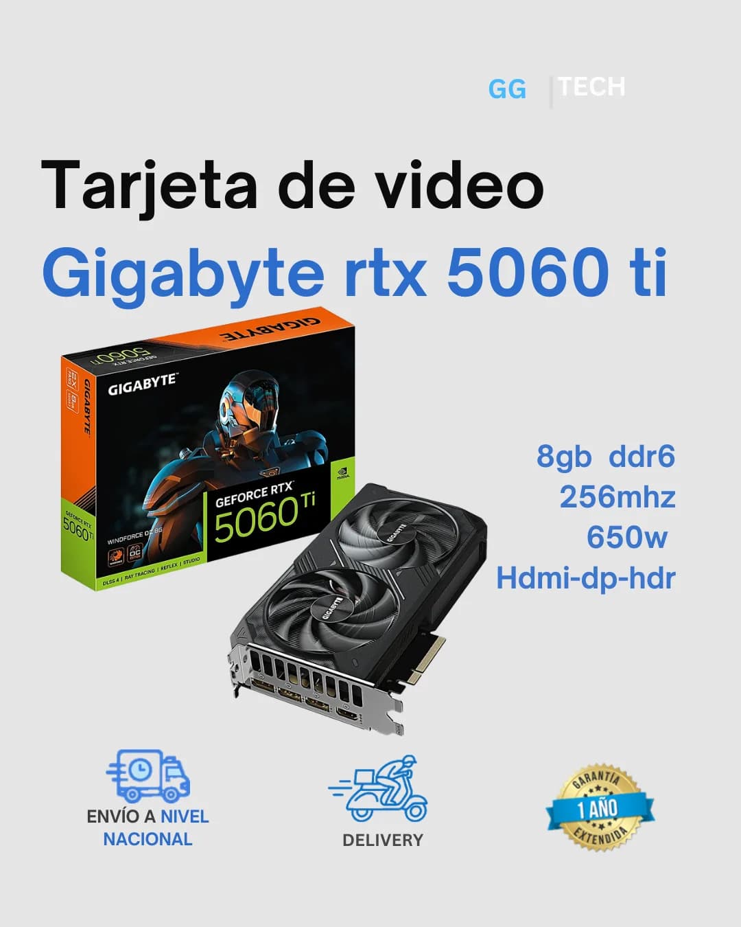 Tarjeta de video RTX 5060 Ti OC 8 GB