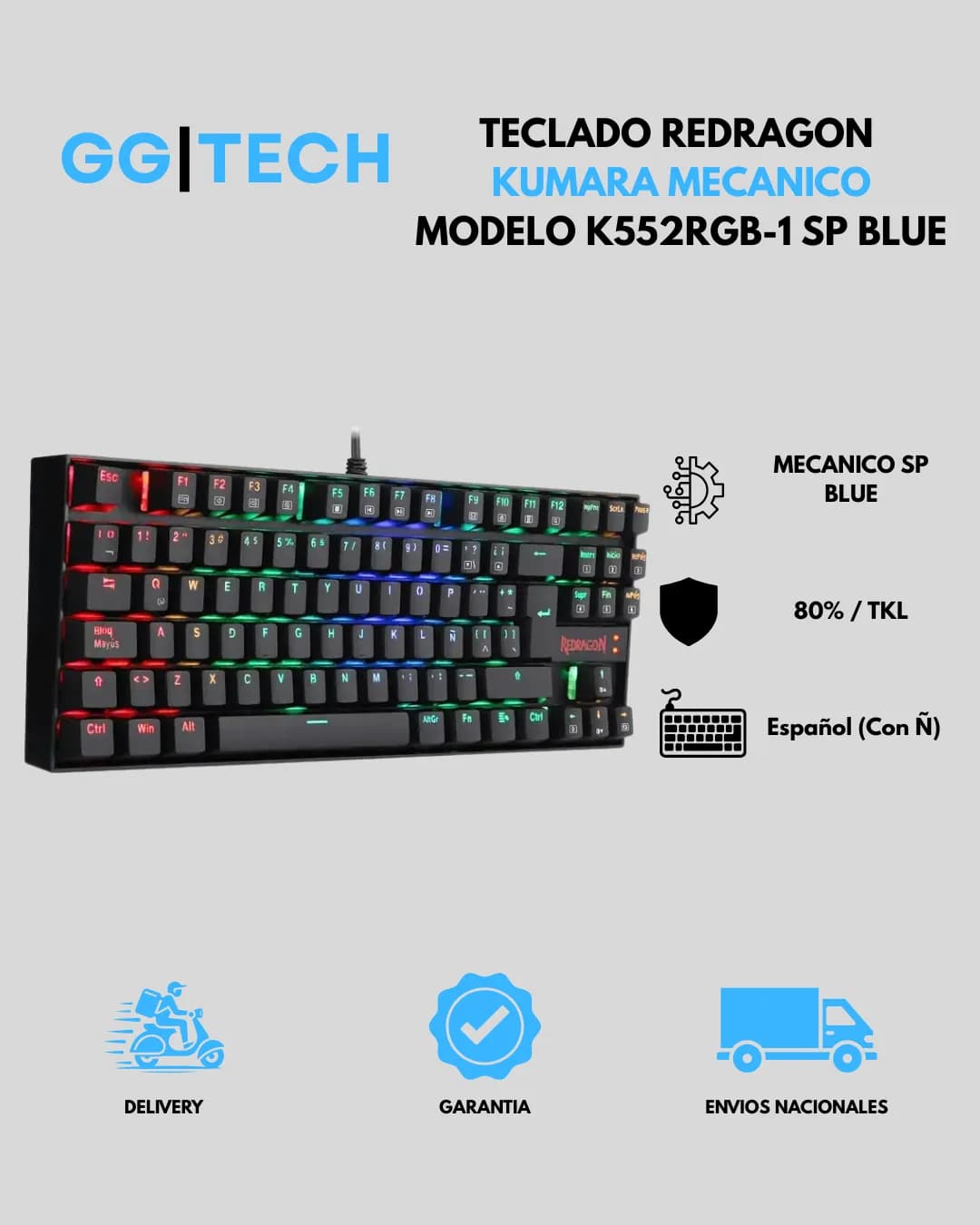 Teclado mecánico Kumara K552 Blue