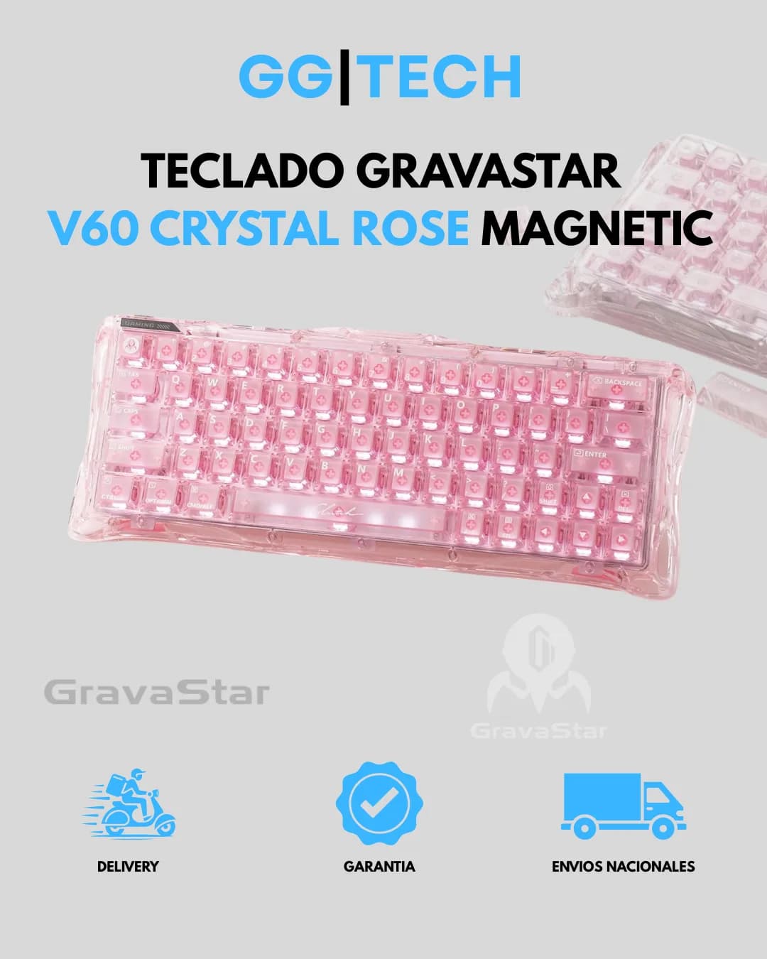 Teclado Mercury V60 Crystal Rose