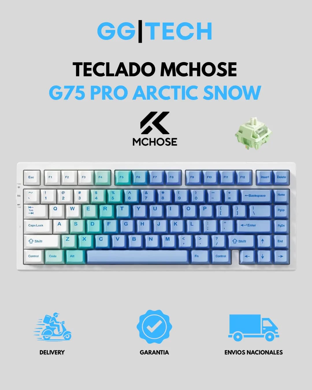 Teclado gamer G75 Pro Arctic Snow