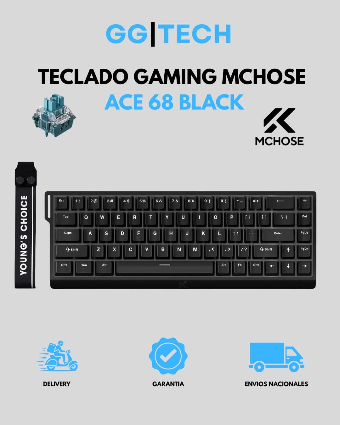 Teclado magnético Ace 68 Black Topographic