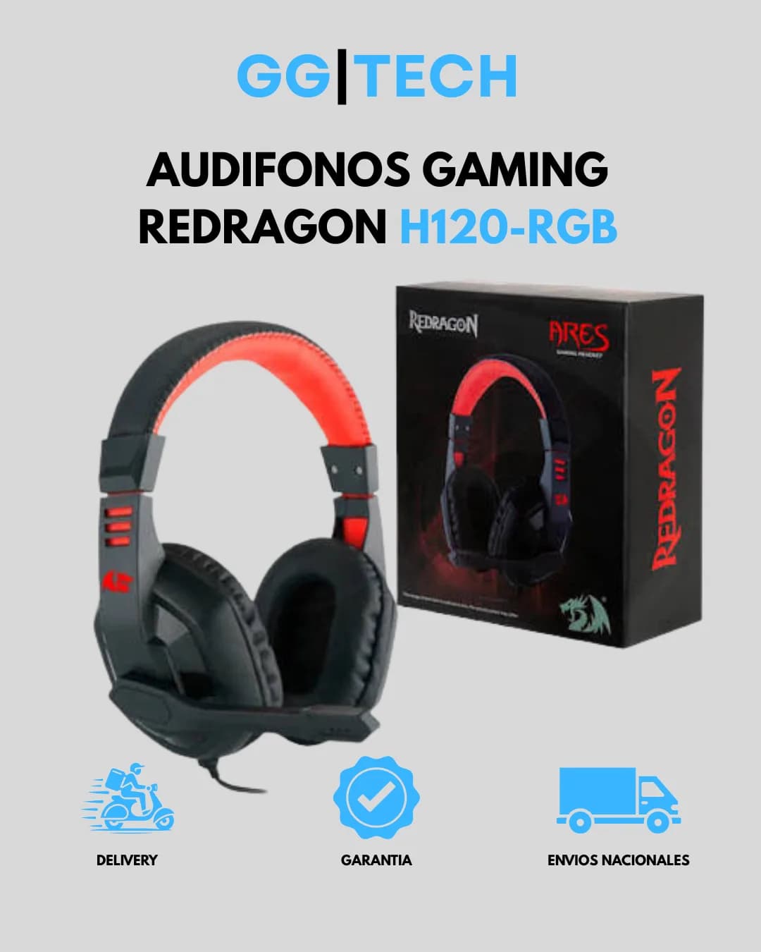 Audífono gamer Ares H120 RGB