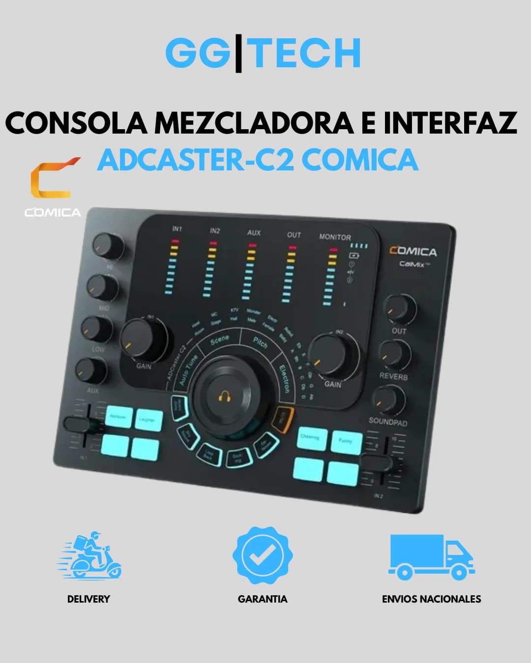 Consola de audio para podcast AdCaster C2