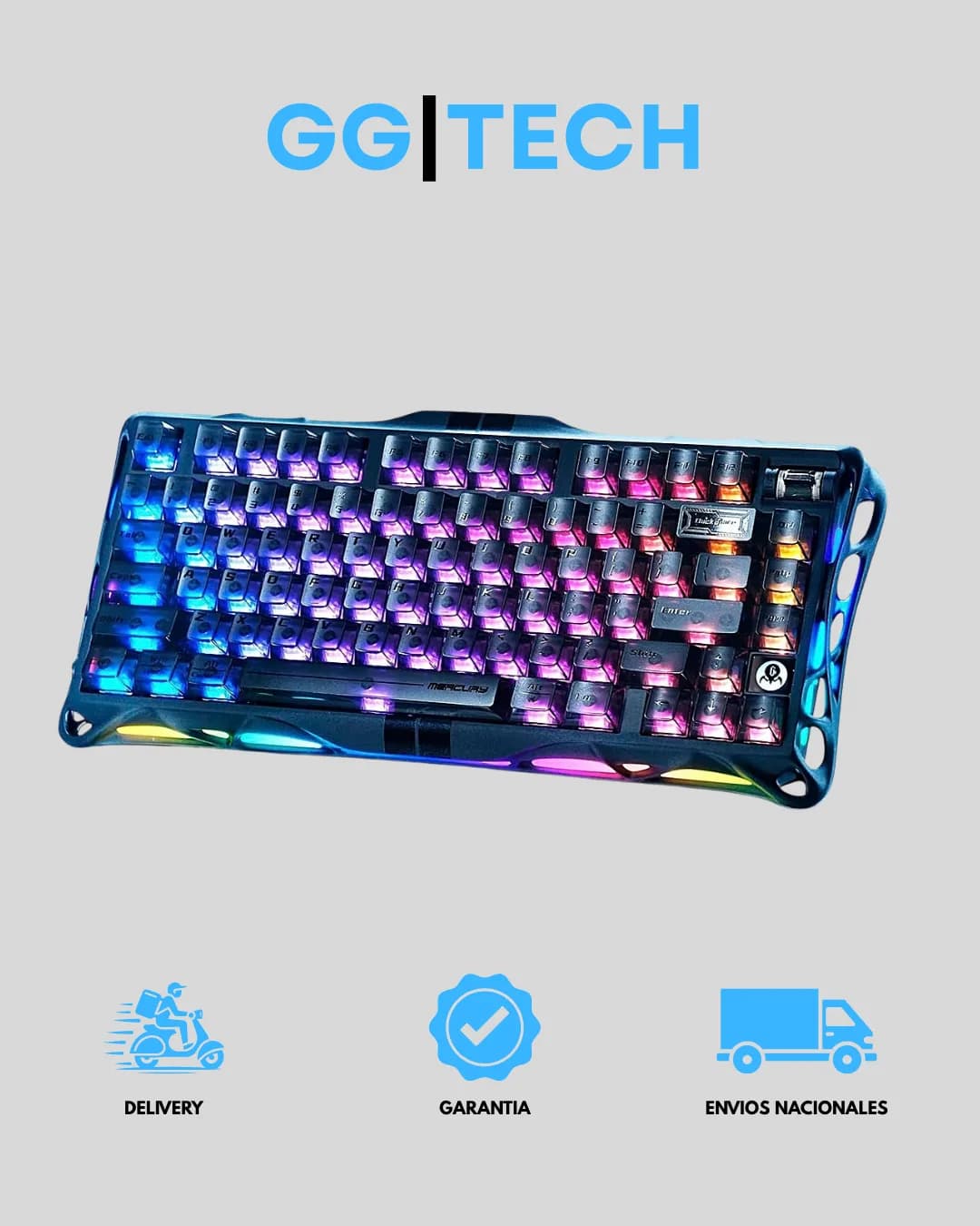 Teclado gamer Mercury V75 Stealth Black